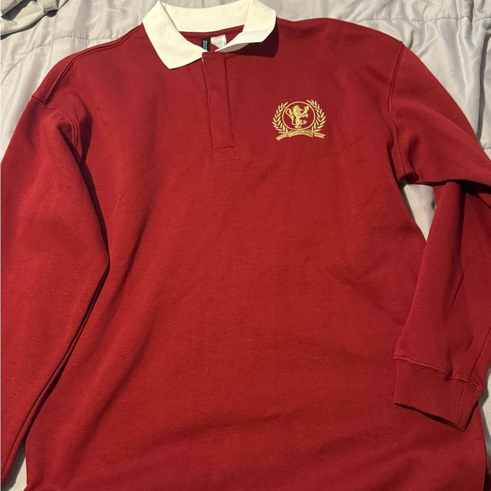 H&M Oversized polo sweater in maroon color